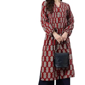 Women's Pure Cotton Floral Printed Straight Kurta
